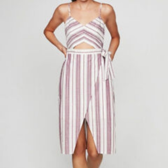 Express Striped Cut Out Midi Dress - Picture 1 of 12